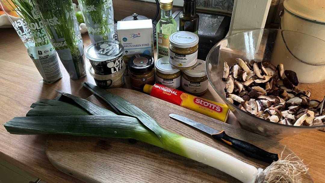 Vegetarisk sill med shiitake, dill och senap